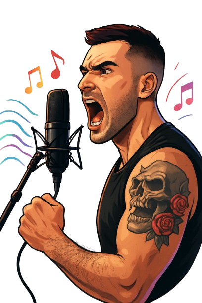 Artista cantando con micrófono